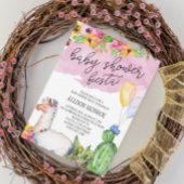Llama en Cactus Baby shower Fiesta Invitation Kaart