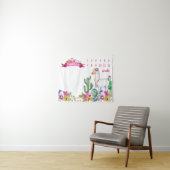 Llama en Cactus Bloem Baby Naam Mijlpaal Foto Wandkleed (In Situ (horizontaal))