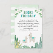 Llama en cactus book request boy baby shower informatiekaartje (Voorkant / Achterkant)