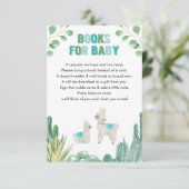 Llama en cactus book request boy baby shower informatiekaartje (Staand voorkant)
