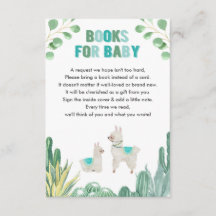 Llama en cactus book request boy baby shower