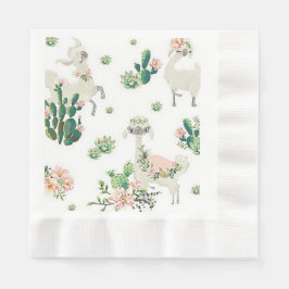 Llama en Cactus Coined Luncheon Paper Napkins Servet