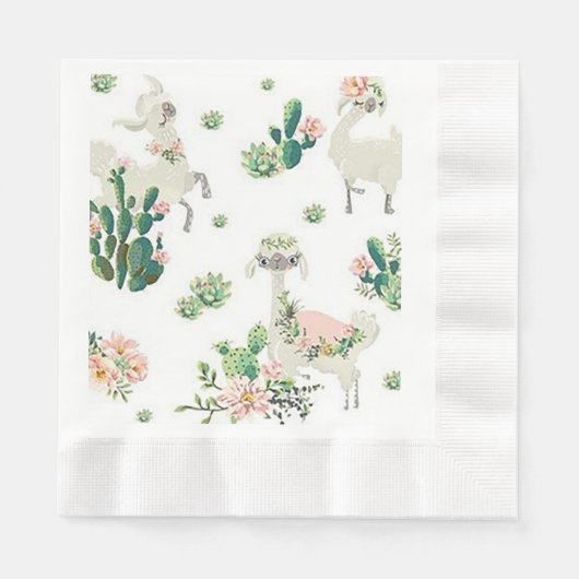 Llama en Cactus Coined Luncheon Paper Napkins Servet (Voorkant)