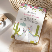 Llama en Cactus Fiesta Baby shower Kaart
