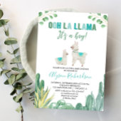 Llama en cactus jongen baby shower kaart