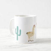 Llama en cactus op wit voegen een naam toe koffiemok (Voorkant links)