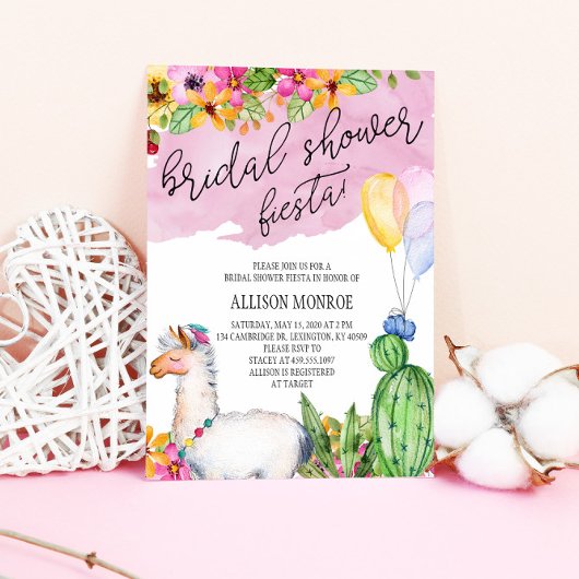 Llama en Cactus Vrijgezellenfeest Fiesta Invitatio Kaart