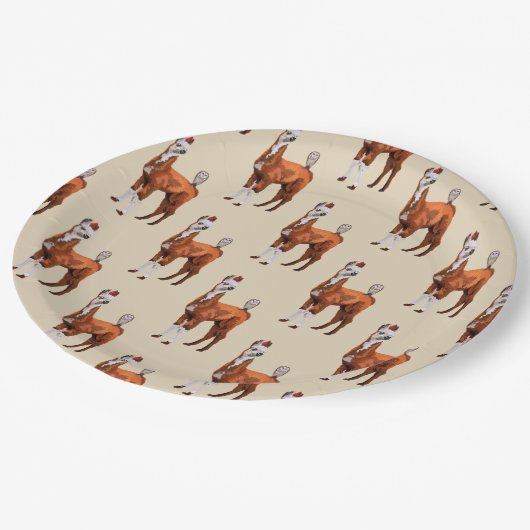 LLAMA EN FEATHERS PAPIEREN BORDJE (Gekanteld)