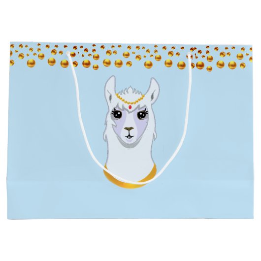 Llama en Golden Polka Dots Groot Cadeauzakje (Achterkant)