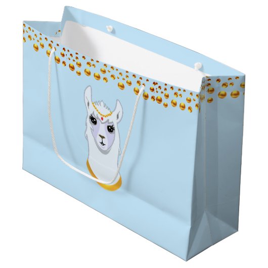 Llama en Golden Polka Dots Groot Cadeauzakje (Voorkant Gekanteld)