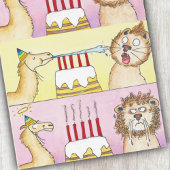 LLAMA EN LION briefkaart van Nicole Janes