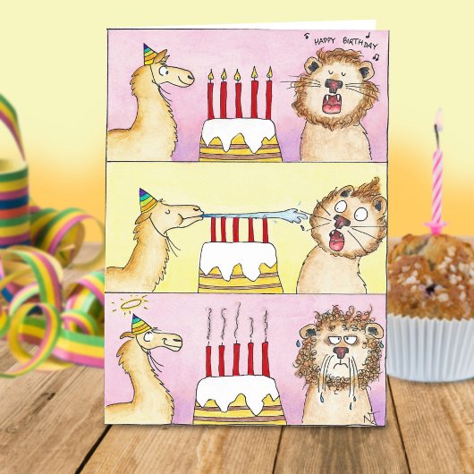 LLAMA EN LION wenskaart van Nicole Janes Kaart