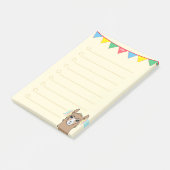 Llama en meerkleurige linten op ivoorzijde post-it® notes (Schuin)