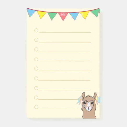 Llama en meerkleurige linten op ivoorzijde post-it® notes (Voorkant)