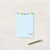 Llama en meerkleurige linten op lichtblauw gelamin post-it® notes (Op bureau)