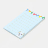 Llama en meerkleurige linten op lichtblauw gelamin post-it® notes (Schuin)