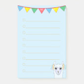 Llama en meerkleurige linten op lichtblauw gelamin post-it® notes (Voorkant)