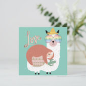 Llama en Sloth Feestdagenkaart (Staand voorkant)