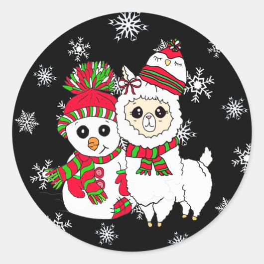 Llama en Snowman Kerst stickers (Voorkant)