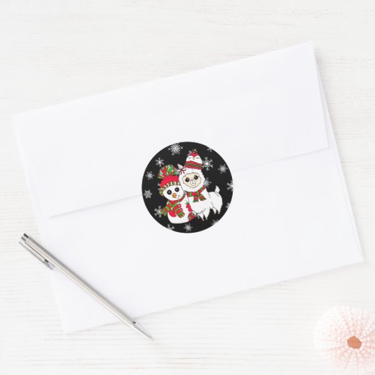 Llama en Snowman Kerst stickers (Envelop)