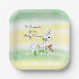 Llama en teddybeer thema baby shower papieren bordje