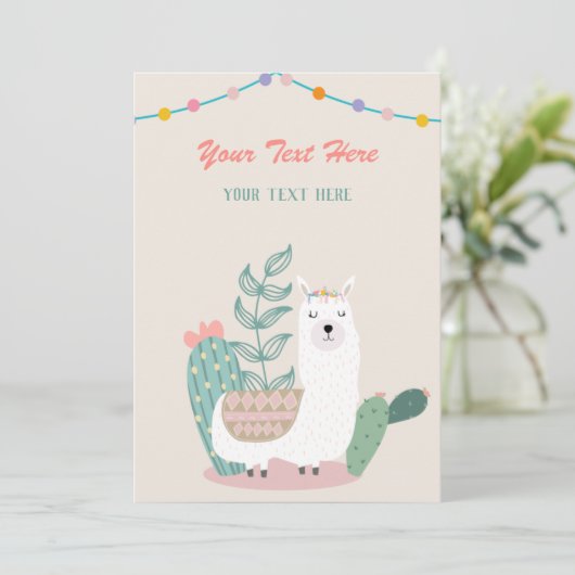 Llama Evenement Uitnodiging (Staand voorkant)