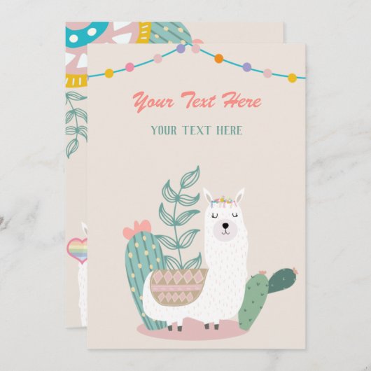 Llama Evenement Uitnodiging (Voorkant / Achterkant)