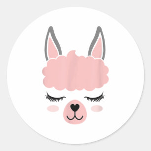 Llama Face Alpaca Wimpers Grappig Halloween Kostuu Ronde Sticker