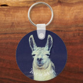 Llama Face Animal Art gepersonaliseerd Sleutelhanger (Voorkant)