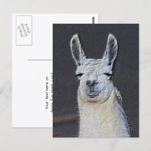 Llama Face Animal Art Personalized Briefkaart (Voorkant / Achterkant)