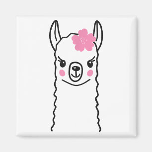 Llama Face Grappige Halloween Kostuum Bloemen Alpa Magneet