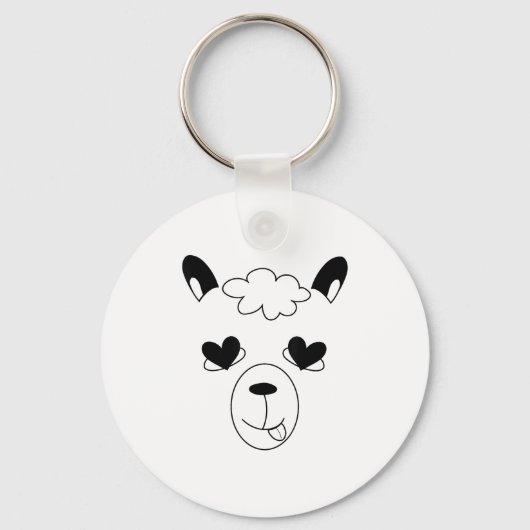 Llama Face Halloween Kostuum Grappig St. Valentijn Sleutelhanger (Voorkant)