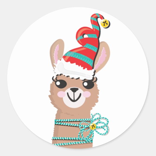 Llama face Holiday Kerst sticker (Voorkant)
