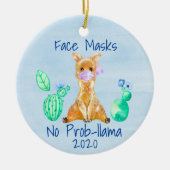 Llama Face mask No prob-llama 2020 Keramisch Ornament (Voorkant)
