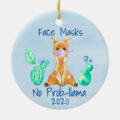 Llama Face mask No prob-llama 2020 Keramisch Ornament (Achterkant)
