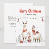 Llama Familie van 3 Kerst Vakantie Kaart (Voorkant / Achterkant)