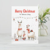 Llama Familie van 3 Kerst Vakantie Kaart (Staand voorkant)