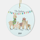 Llama familie van vier keramische keramische sierv keramisch ornament (Links)