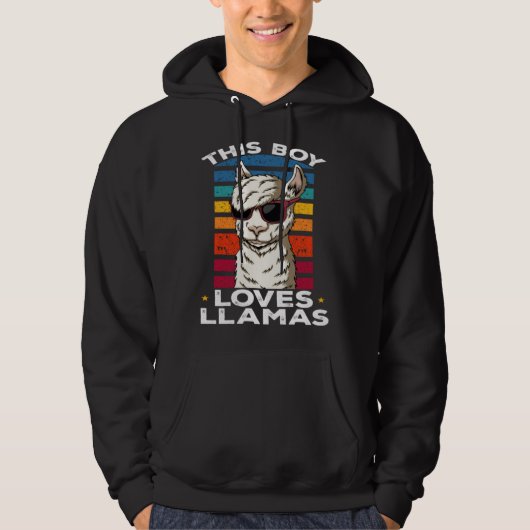 Llama Farm Animals This Boy loves Llamas Hoodie (Voorkant)