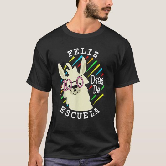 Llama Feliz 100 Dias De Escuela 100 Days Of School T-shirt (Voorkant)