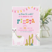 Llama Fiesta Alpaca Birthday Uitnodiging (Staand voorkant)