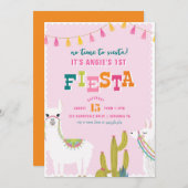 Llama Fiesta Alpaca Birthday Uitnodiging (Voorkant / Achterkant)