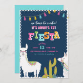 Llama Fiesta Alpaca Birthday Uitnodiging (Voorkant / Achterkant)