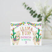 Llama, Fiesta Birthday briefkaart (Staand voorkant)