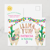 Llama, Fiesta Birthday briefkaart (Voorkant / Achterkant)
