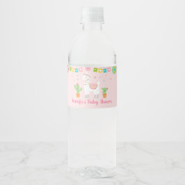 Llama Fiesta Cactus Baby shower Waterfles Etiket