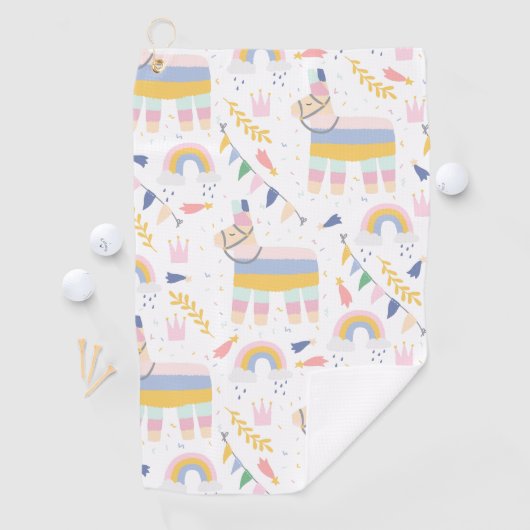 Llama Fiesta Festive Party Pattern Golfhanddoek (Insitu)