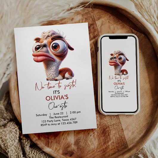 Llama Fiesta Grappige Karikatuur 1e Verjaardag Kaart