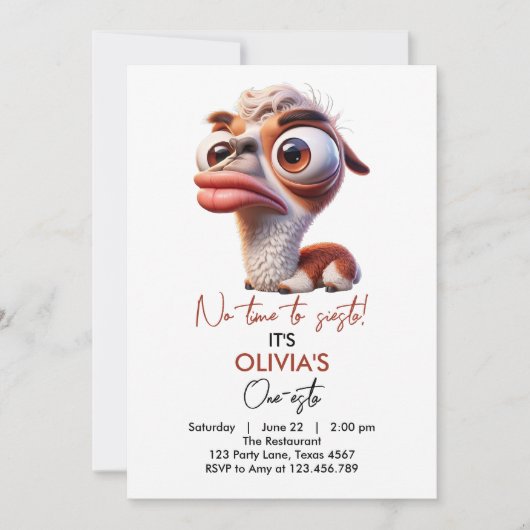 Llama Fiesta Grappige Karikatuur 1e Verjaardag Kaart (Voorkant)