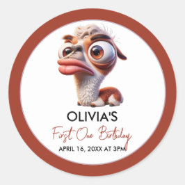 Llama Fiesta Grappige Karikatuur 1e Verjaardag Ronde Sticker